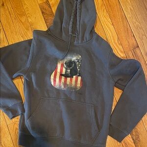 Charcoal Hoodie with Guitar and Flag Graphic Wrangler mens size M